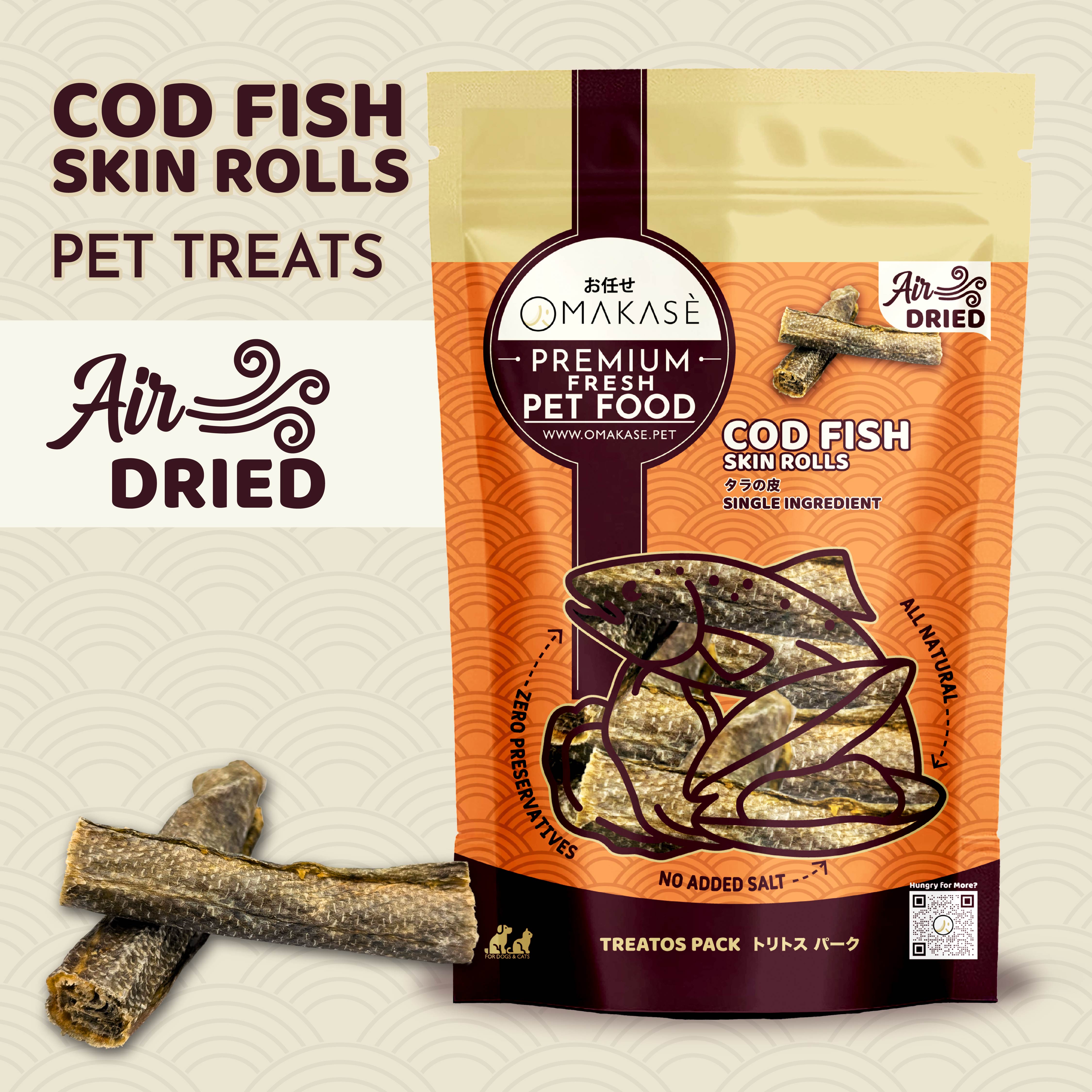 Air Dried Cod Fish Skin (Rolls) (30g/90g/250g)